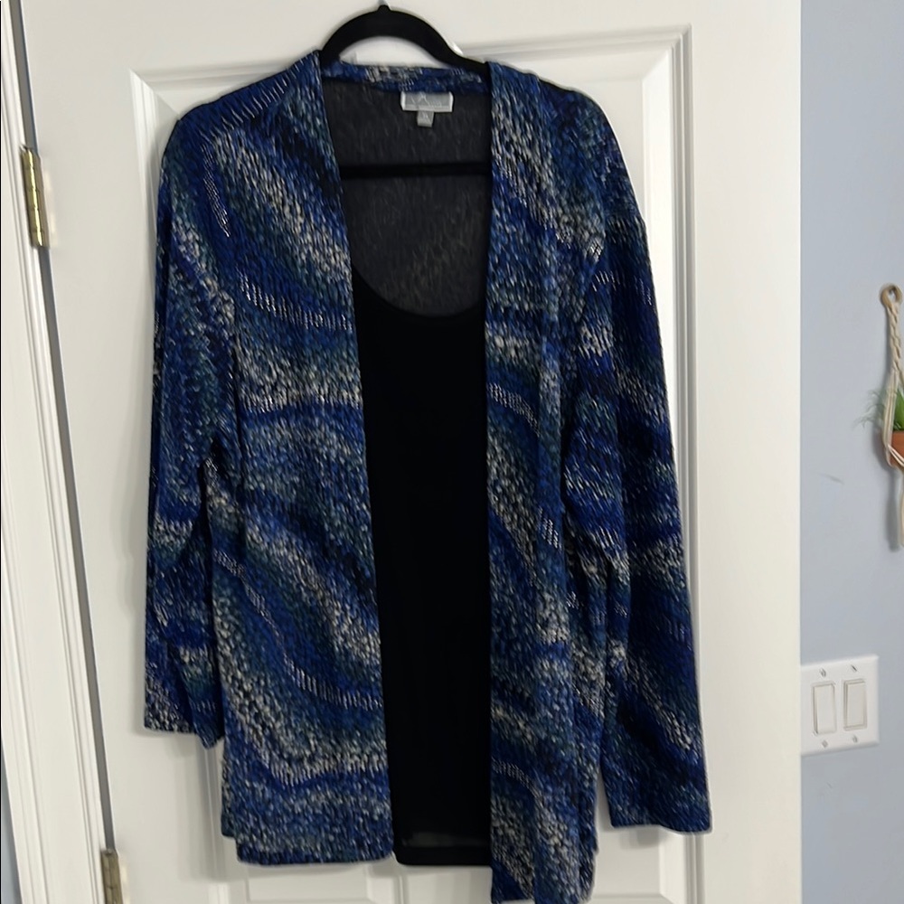 JM Collections  Blue Patterned blazer with built in top